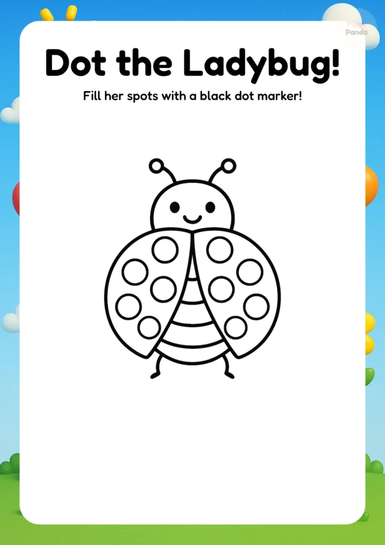 Dot marker ladybug worksheet for toddlers to build fine motor skills